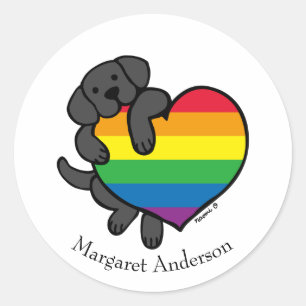 Black Labrador Rainbow Pride Ronde Sticker