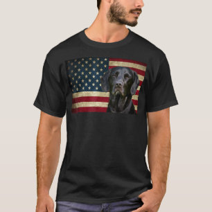 Black Labrador rekever American Flag labra Anima T-shirt
