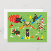 Black Labrador Retriever Agility Cartoon Briefkaart (Voorkant / Achterkant)
