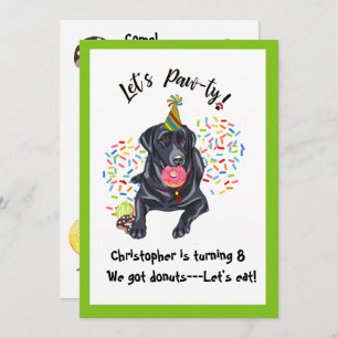 Black Labrador Retriever Birthday Party Invite Kaart