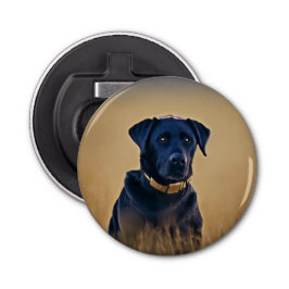 Black Labrador Retriever Button Bottle Open Button Flesopener