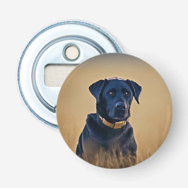 Black Labrador Retriever Button Bottle Open Flesopener