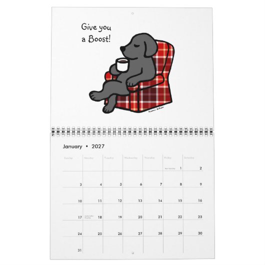 Black Labrador Retriever Cartoon Calendrier 2015 (Jan 2027)