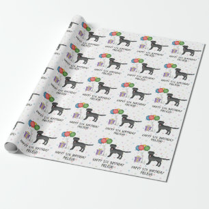 Black Labrador Retriever Cartoon Dog - Birthday Cadeaupapier