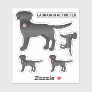 Black Labrador Retriever Cartoon Dog Illustratie Sticker
