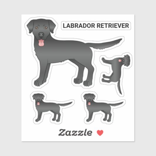 Black Labrador Retriever Cartoon Dog Illustratie Sticker (Vel)