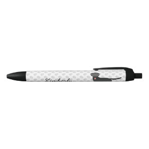 Black Labrador Retriever Cartoon Dog & Name Zwarte Inkt Pen
