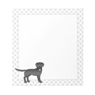 Black Labrador Retriever Cartoon Dog & Paws Notitieblok