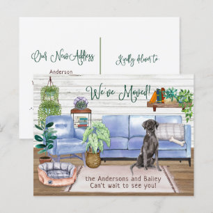 Black Labrador Retriever Cozy New Home Moving   Aankondigingskaart