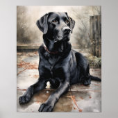Black Labrador Retriever Dog Art Imprimer Poster (Devant)