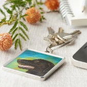 Black Labrador Retriever Dog Charm Sleutelhangers (Zijkant)