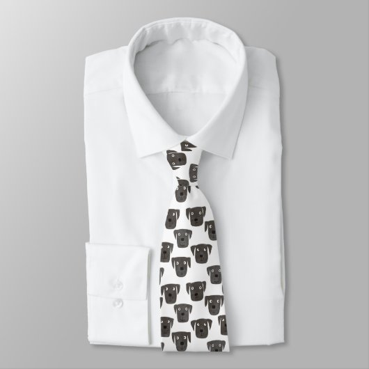 Black Labrador Retriever Dog Cute Pattern Stropdas (Gebonden)