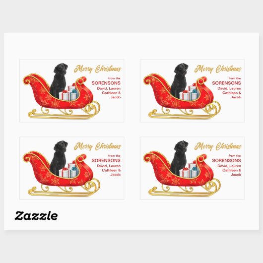 Black Labrador Retriever Dog kerstkledij Rechthoekige Sticker (Vel)