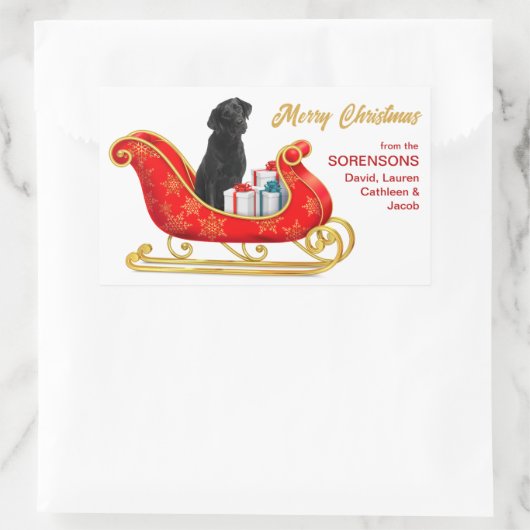 Black Labrador Retriever Dog kerstkledij Rechthoekige Sticker (Tas)