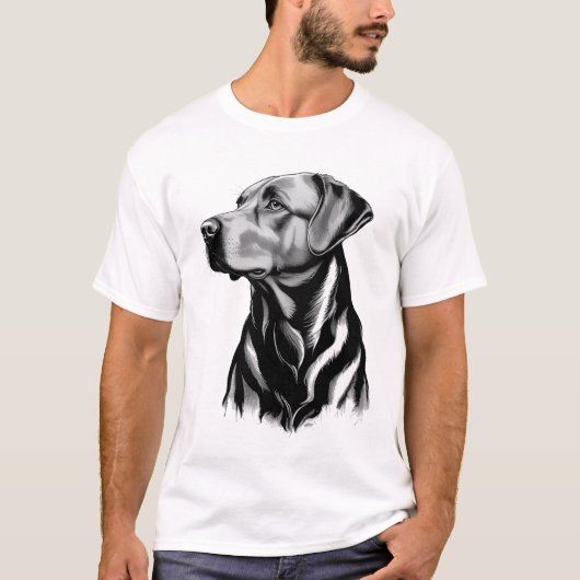 Black Labrador Retriever Dog Sketch T-shirt (Voorkant)