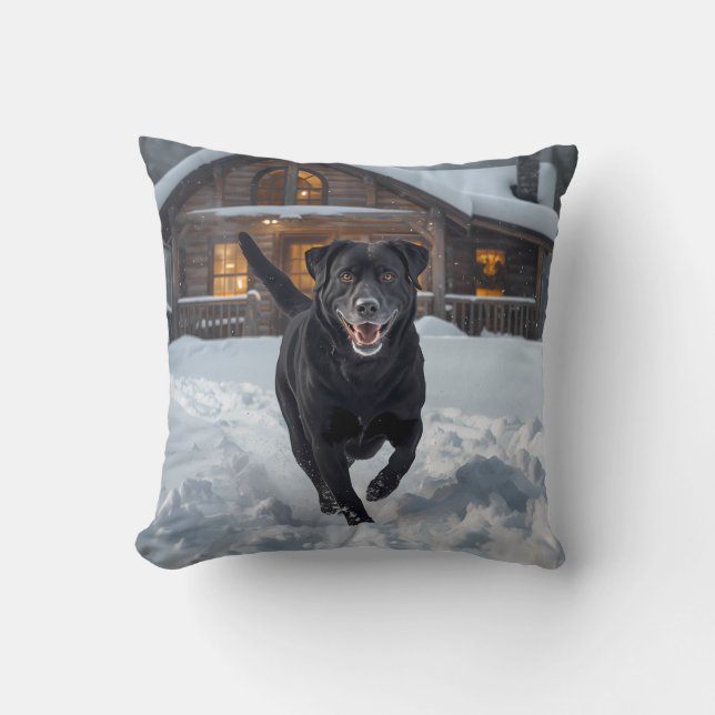 Black Labrador Retriever Elegant Throw Pillow Kussen (Voorkant)