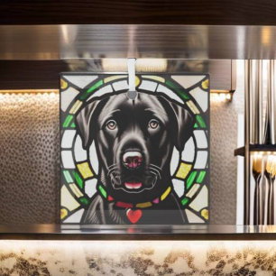 Black Labrador Retriever "Glas in lood" Glas Ornament