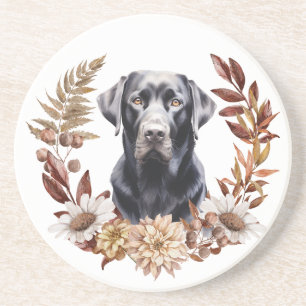 Black Labrador Retriever Herfst krans Zandsteen Onderzetter