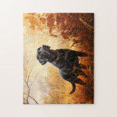 Black Labrador Retriever in de herfst landschap Legpuzzel (Verticaal)