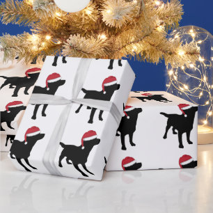Black Labrador Retriever in Santa Hat Kerstmis Cadeaupapier