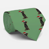Black Labrador Retriever in Santa Hat Stropdas (Opgerold)