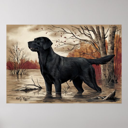 Black Labrador Retriever, Jagers Beste Vriend Poster (Voorkant)