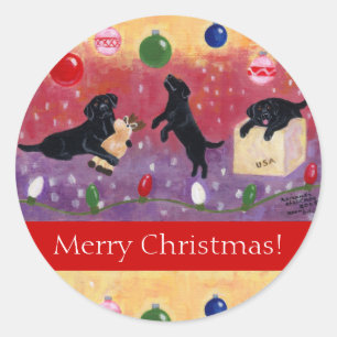 Black Labrador Retriever Kerst stickers