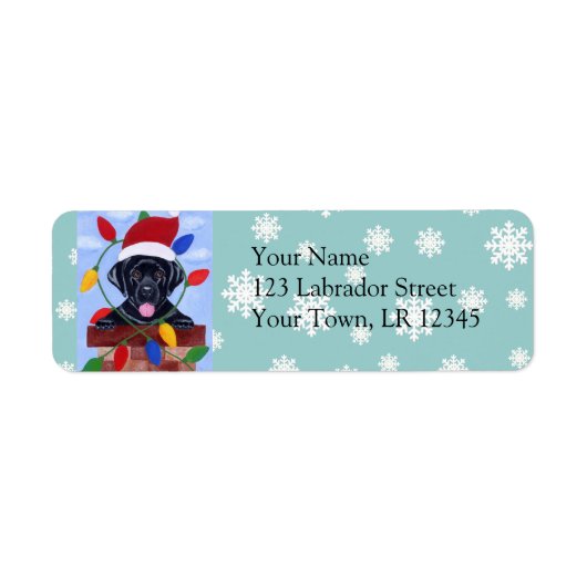 Black Labrador Retriever Kerstmis Etiket (Voorkant)