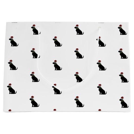 Black Labrador Retriever kerstpattern Modern Groot Cadeauzakje (Voorkant)