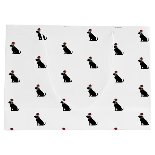 Black Labrador Retriever kerstpattern Modern Groot Cadeauzakje (Achterkant)