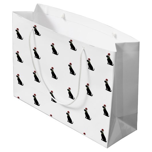 Black Labrador Retriever kerstpattern Modern Groot Cadeauzakje (Achterkant Gekanteld)