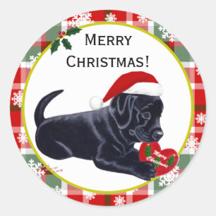 Black Labrador Retriever kerstsnowflake Ronde Sticker