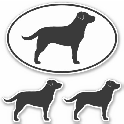 Black Labrador Retriever Lab Silhouettes Stickers (Voorkant)