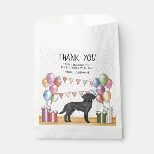 Black Labrador Retriever Pastel Verjaardag Dank u Bedankzakje (Voorkant)