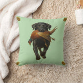 Black Labrador Retriever & Pheasant throw cushion Kussen (Deken)