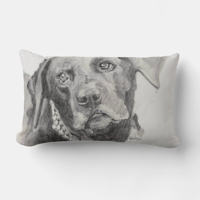 Black Labrador Retriever Pillow Kussen (Voorkant)