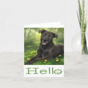 Black Labrador Retriever Puppy Dog Green Hallo Kaart
