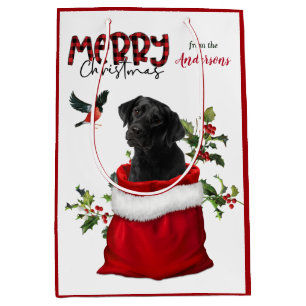 Black Labrador Retriever Puppy Dog Kerstmis Medium Cadeauzakje
