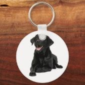 Black Labrador Retriever Puppy Dog Sleutelhanger (Voorkant)