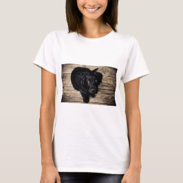 Black Labrador Retriever Puppy op hout T-shirt
