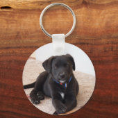 Black Labrador Retriever Puppy Sleutelhanger (Voorkant)