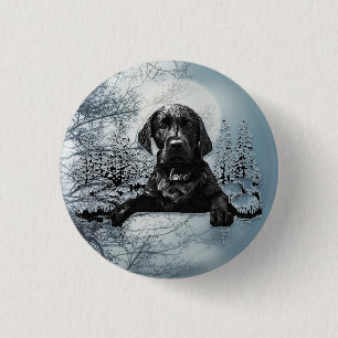 Black Labrador Retriever puppy T-Shirt Throw Pil Ronde Button 3,2 Cm