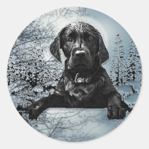 Black Labrador Retriever puppy T-Shirt Throw Pil Ronde Sticker