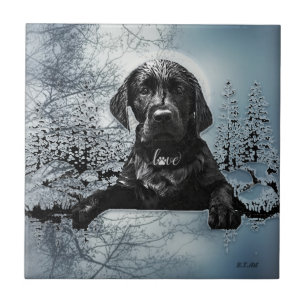Black Labrador Retriever puppy T-Shirt Throw Pil Tegeltje