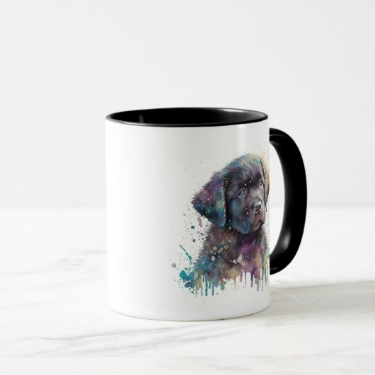 Black Labrador Retriever Puppy Waterverf AI Art Mok (Voorkant rechts)