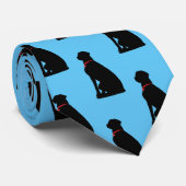 Black Labrador Retriever Red Heart Blue Stropdas (Opgerold)