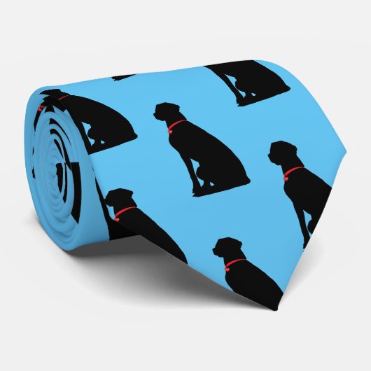 Black Labrador Retriever Red Heart Blue Stropdas (Opgerold)