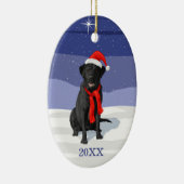 Black Labrador Retriever Santa Hat & Scarf Keramisch Ornament (Rechts)