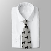Black Labrador Retriever Silhouettes Pattern Grey Stropdas (Gebonden)