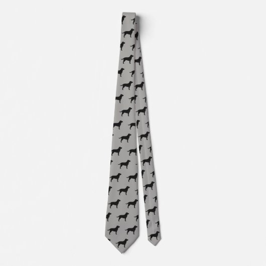 Black Labrador Retriever Silhouettes Pattern Grey Stropdas (Voorkant)